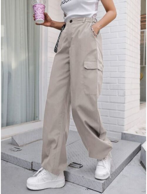 DAZY Flap Pocket Drawstring Hem Cargo Pants