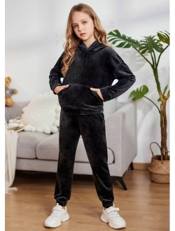 Girls 2 Piece Hoodies Outfits Athletic Sweatpant and Sweatshirt Long Sleeve Tracksuit Clothing Sets