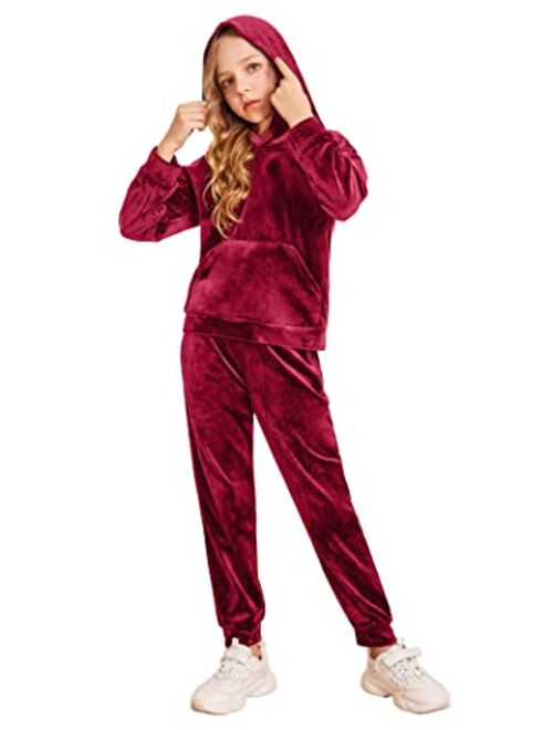 Arshiner Girls 2 Piece Hoodies Outfits Athletic Sweatpant and Sweatshirt Long Sleeve Tracksuit Clothing Sets