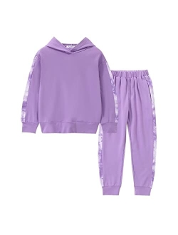 Pfld Girl's Sweatsuit Pullover Hooded Sweatshirt and Sweatpants Sets 2 Piece Jogger Outfits