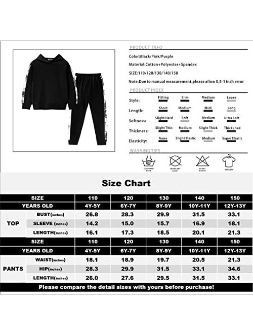 Pfld Girl's Sweatsuit Pullover Hooded Sweatshirt and Sweatpants Sets 2 Piece Jogger Outfits