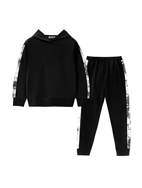 Pfld Girl's Sweatsuit Pullover Hooded Sweatshirt and Sweatpants Sets 2 Piece Jogger Outfits