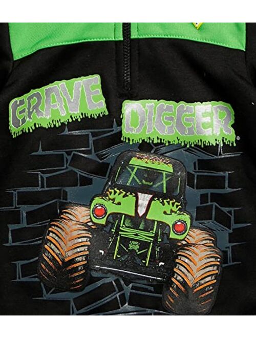 Monster Jam Pullover Fleece Half Zip Hoodie Black/Green