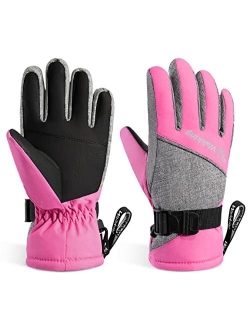 Walsking Kids Winter Snow&Ski Gloves-3M Thinsulate Waterproof Cold Weather Youth Gloves for Skiing,Snowboarding-Fits Boys and Girls