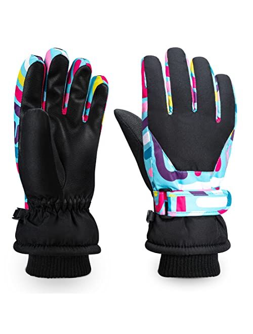 ThxToms Kids Winter Gloves Waterproof Ski Snow Gloves for Boys & Girls Cold Weather Outdoor Sports Snowboard Bicycle for 4-14 Years Old