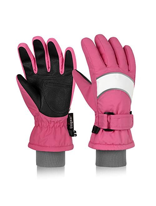 Unigear Kids Ski Gloves, Waterproof Winter Cold Weather Snowboard Snow Gloves, Fit Both Boys & Girls