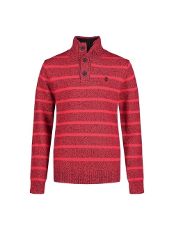 Boys 8-20 IZOD Striped Marled 1/4-Button Sweater