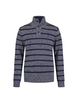 Boys 8-20 IZOD Striped Marled 1/4-Button Sweater