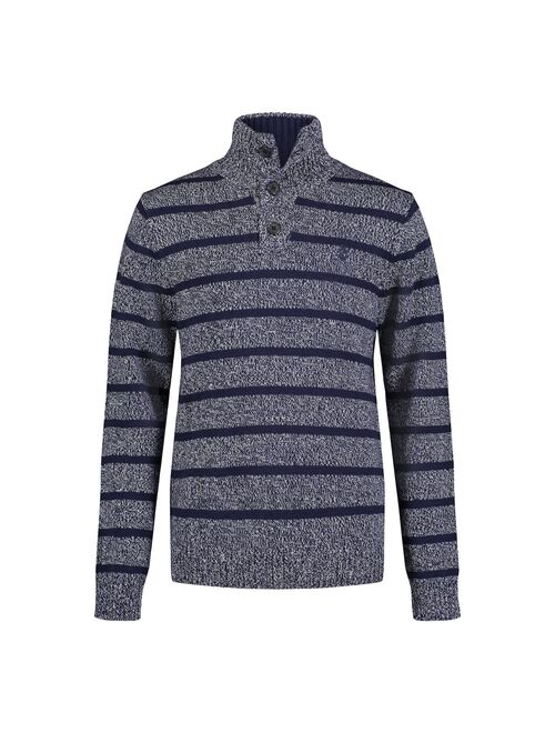 Boys 8-20 IZOD Striped Marled 1/4-Button Sweater