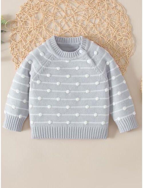 Shein Baby Striped Pattern Raglan Sleeve Sweater