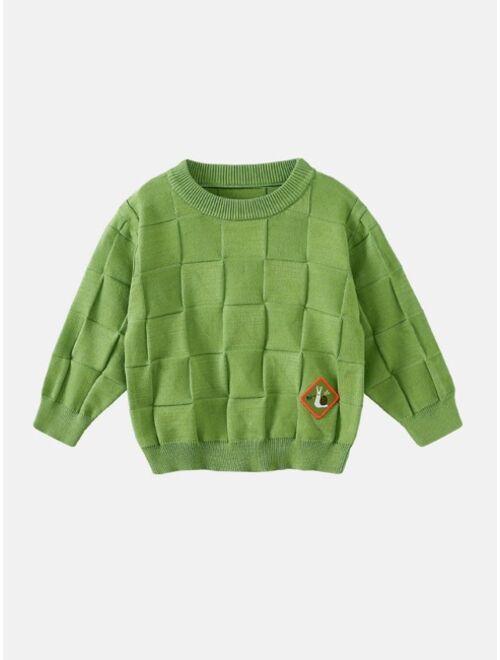 Shein Toddler Boys Cartoon Embroidery Sweater