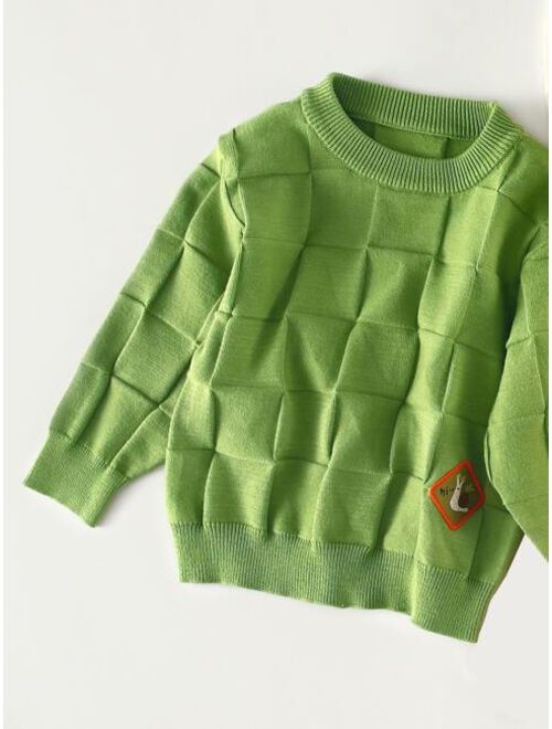 Shein Toddler Boys Cartoon Embroidery Sweater