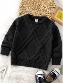 Toddler Boys Solid Textured Knit Sweater