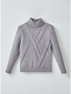 Toddler Boys Turtleneck Ribbed Knit Sweater