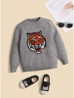 Toddler Boys Tiger Pattern Sweater