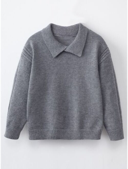 Toddler Boys Solid Collared Sweater