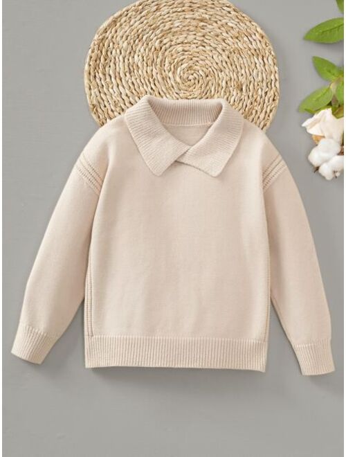 Shein Toddler Boys Solid Collared Sweater