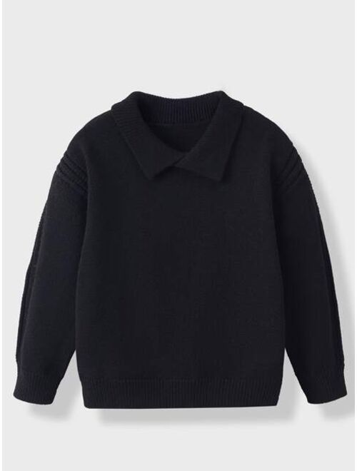 Shein Toddler Boys Solid Collared Sweater