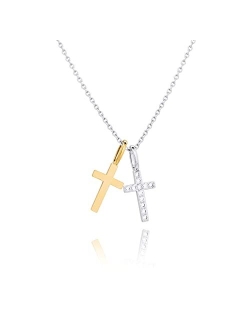 CARITATE Gold Cross Necklace For Women Trendy, Dainty Cross 18K Gold Layered Necklaces For Women, 18K Gold Plated Women Cross Necklace