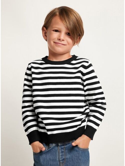 SHEIN Toddler Boys Striped Pattern Sweater