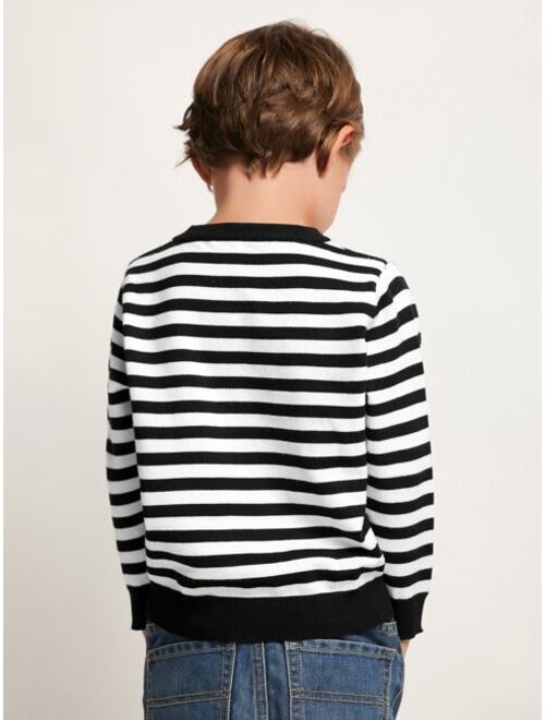 SHEIN Toddler Boys Striped Pattern Sweater