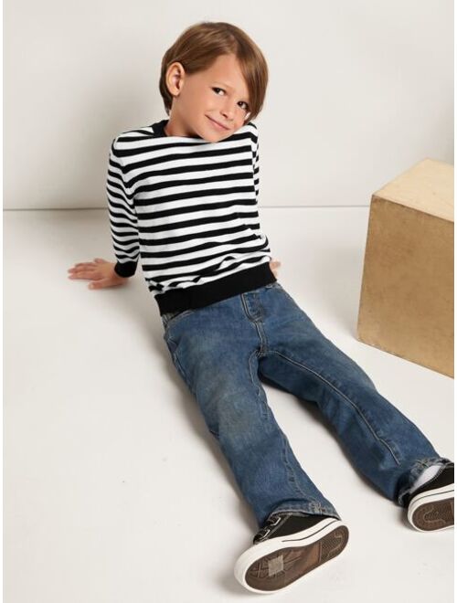 SHEIN Toddler Boys Striped Pattern Sweater