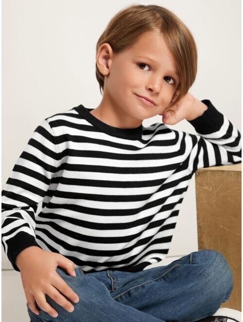 SHEIN Toddler Boys Striped Pattern Sweater