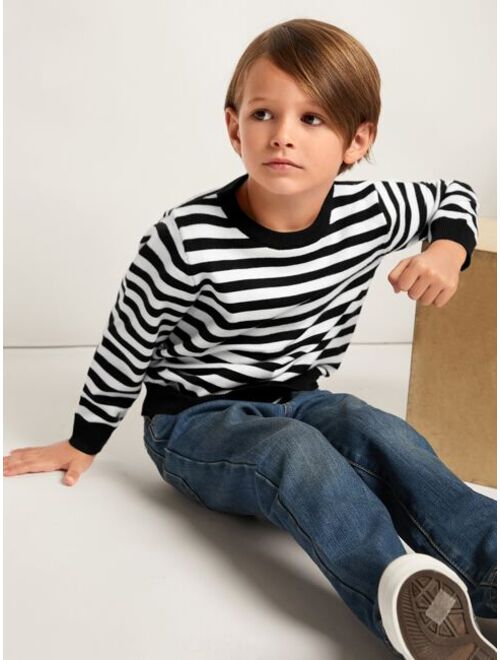 SHEIN Toddler Boys Striped Pattern Sweater