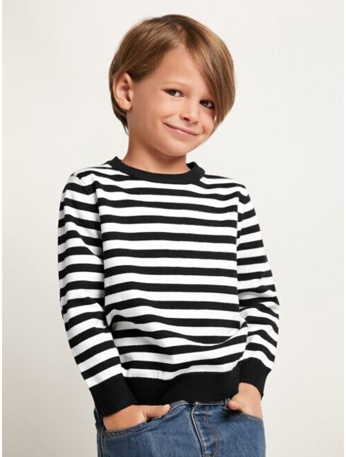 SHEIN Toddler Boys Striped Pattern Sweater