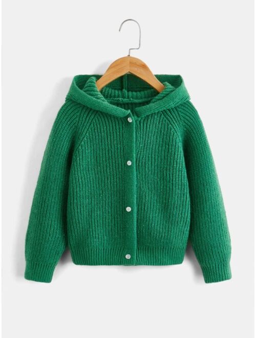 Shein Toddler Boys Raglan Sleeve Hooded Cardigan