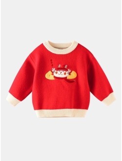 Toddler Boys Cartoon Embroidery Sweater