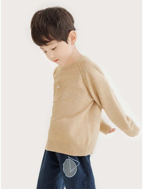 Shein Toddler Boys 1pc Pocket Front Raglan Sleeve Sweater