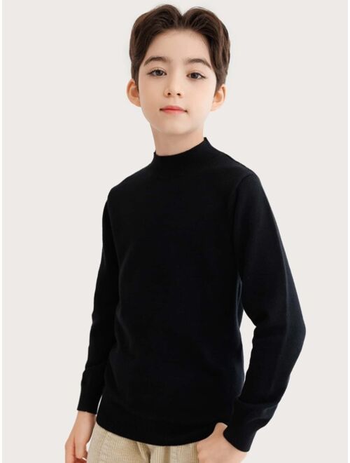 Shein Boys 1pc Ribbed Knit Mock Neck Sweater