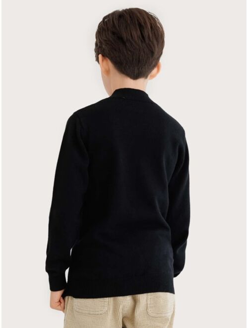 Shein Boys 1pc Ribbed Knit Mock Neck Sweater