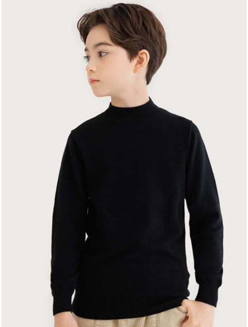 Shein Boys 1pc Ribbed Knit Mock Neck Sweater