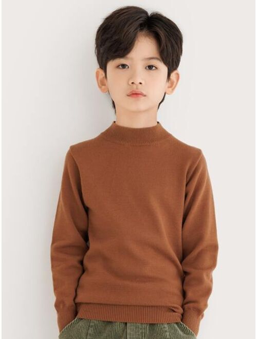 Shein Boys 1pc Ribbed Knit Mock Neck Sweater