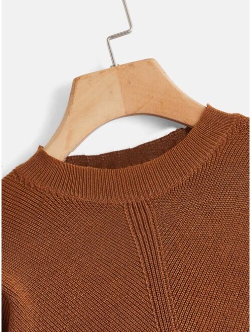 SHEIN Boys Solid Ribbed Knit Sweater