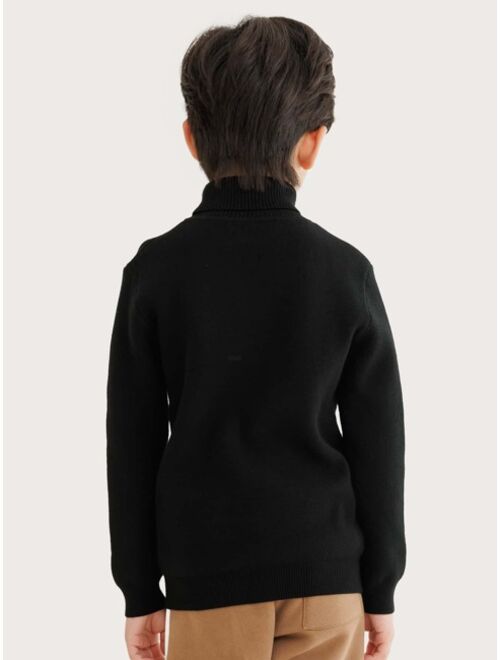 Shein Boys 1pc Solid Turtleneck Sweater