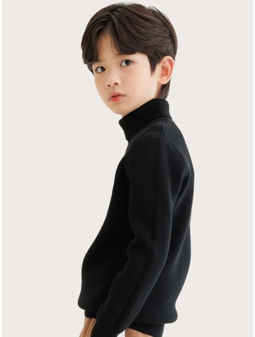 Shein Boys 1pc Solid Turtleneck Sweater