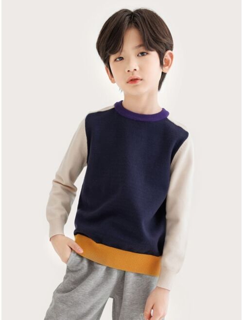 Shein Boys 1pc Cut And Sew Sweater