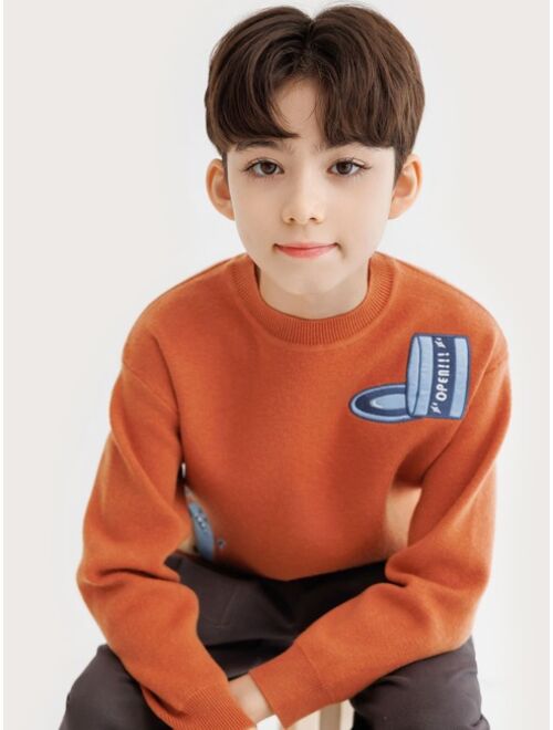 Shein Boys Cartoon Embroidery Sweater