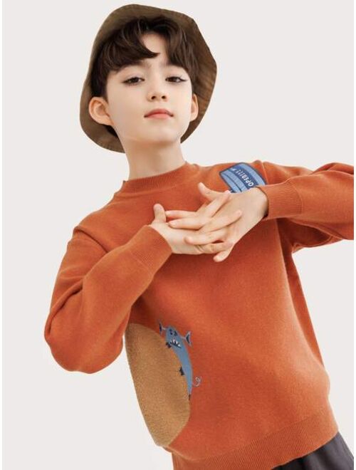 Shein Boys Cartoon Embroidery Sweater