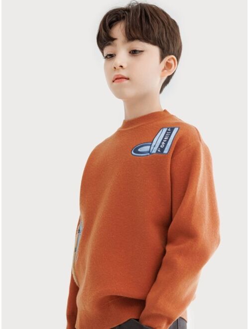 Shein Boys Cartoon Embroidery Sweater