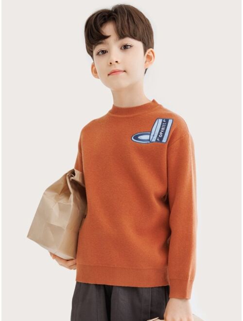 Shein Boys Cartoon Embroidery Sweater