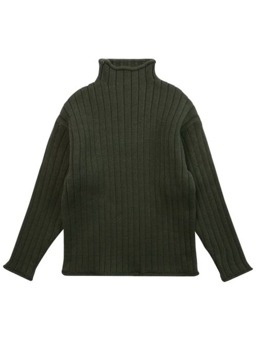 Shein Boys Funnel Neck Roll Trim Sweater