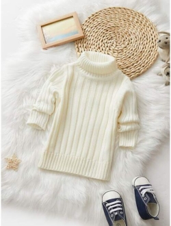 Boys Turtleneck Ribbed Knit Sweater