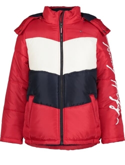 Big Boys Chevron Colorblock Puffer Jacket