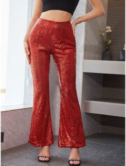 UNIQUE21 High Waist Sequin Flare Leg Pants