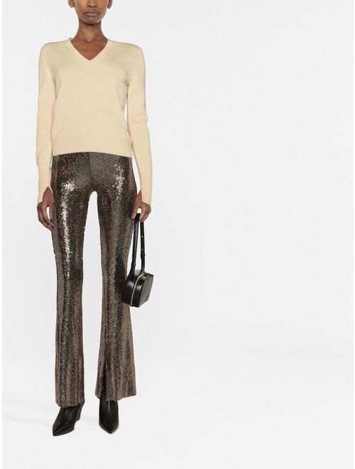 Maje flared sequinned trousers