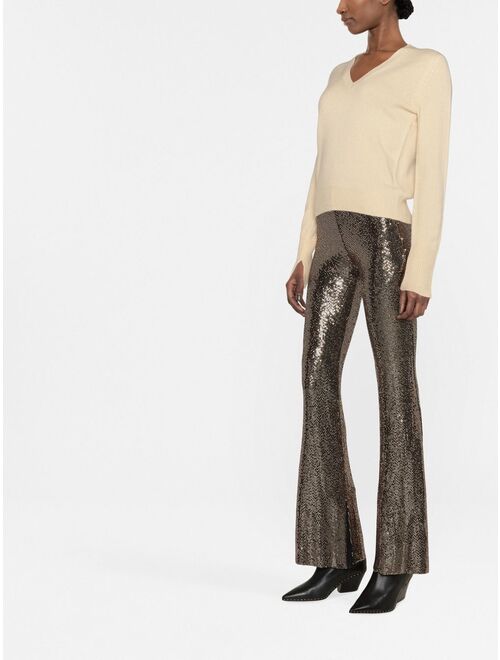 Maje flared sequinned trousers